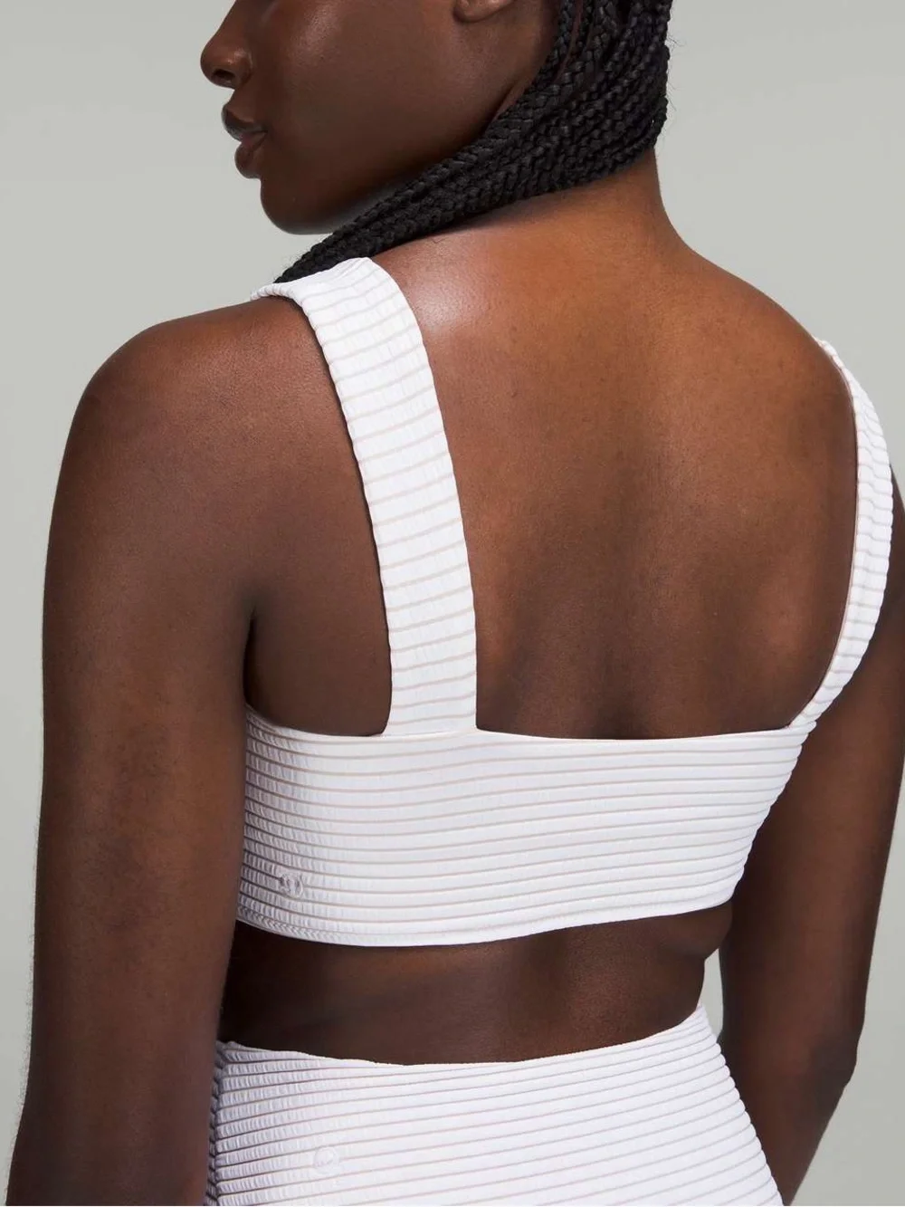 046. Lululemon Smocked Swim Top *B/C Cup Hyper Stripe White Pink Bliss